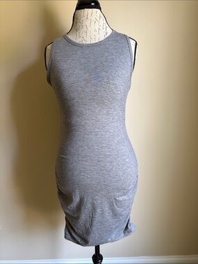 Gray Sleeveless Ruched Bodycon Dress